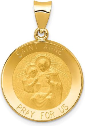 Diamond2Deal 14k Yellow Gold Polished and Satin St. Anne Medal Hollow Pendant