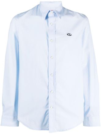 Diesel logo-patch long-sleeve shirt - Blue