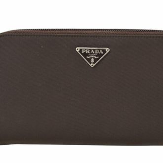 Prada Dark Brown Nylon Long Wallet (Bi-Fold) (Pre-Owned)