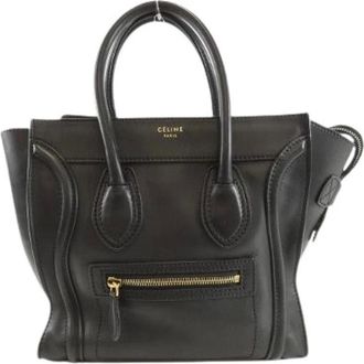 Celine Pre-owned Handbags, female, Black, Size: ONE SIZE Pre-owned Micro Luggage Calf Handbag