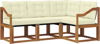 vidaXL Conjunto De Sof&aacute;s De Exterior 4 Uds. Natural Y Crema Vidaxl