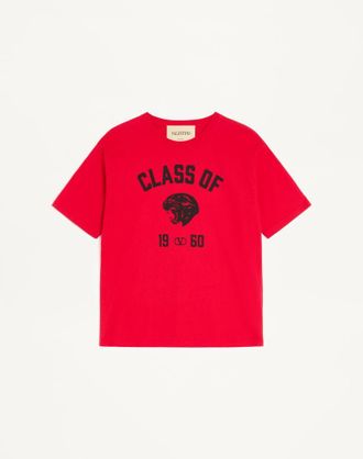 Valentino T-Shirt Valentino In Cotone Con Stampa Panther Uomo ROSSO/NERO XL