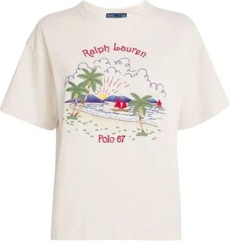 Polo Ralph Lauren Ralph Lauren Cotton-Linen Embroidered Beach T-Shirt