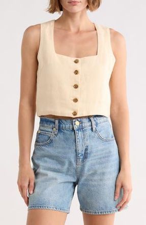 DL1961 Lizzie Button Crop Top in Wheat Linen at Nordstrom Rack, Size X-Small