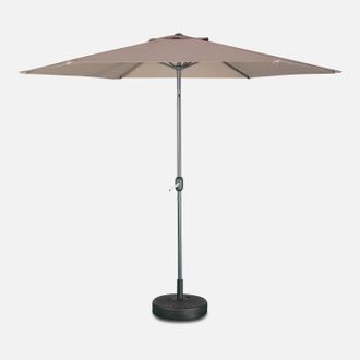 Sweeek Sweeek - Parasol Redondo 3m Con M&aacute;stil Central, Touquet, Pardo, 294x294x243 Cm