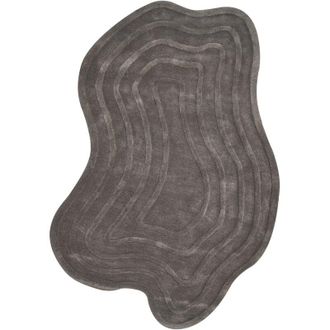 Beliani Area Rug Dark Grey Wool Irregular Shape Geometric Pattern 160 x 230 cm Modern Style Living Room SATNA