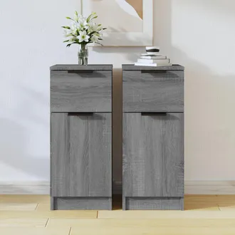 vidaXL Aparadores 2 Uds Madera Contrachapada Gris Sonoma 30x30x70 Cm Vidaxl