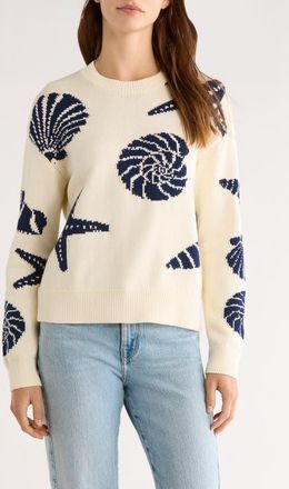 Rails Zoey Seashell Intarsia Cotton Sweater in Seashells at Nordstrom, Size Xx-Small