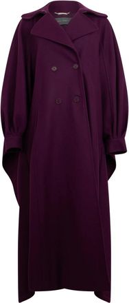 Alberta Ferretti Dubbele rij knopen jas met wijde mouwen - Dames - Mantel - Paars - S - Wol - Jassen