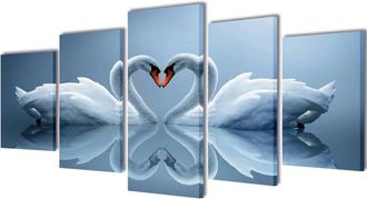 vidaXL Vidaxl - Set Decorativo De Lienzos Para La Pared Modelo Cisnes, 200 X 100 Cm