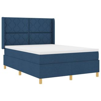vidaXL Letto A Molle Con Materasso Blu 160 X 200 Cm Tessuto Vidaxl