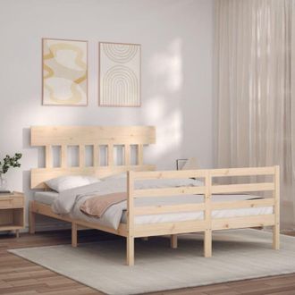 vidaXL Estructura De Cama Con Cabecero Madera Maciza 140x200 Cm Vidaxl