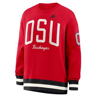 Nike Ohio State Legacy Nike Womens College Pullover Crew in Red | 040H10FJOBV-V89