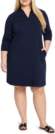 Nic+Zoe Ruffle Collar Long Sleeve A-Line Dress in Dark Indigo at Nordstrom Rack, Size 2X
