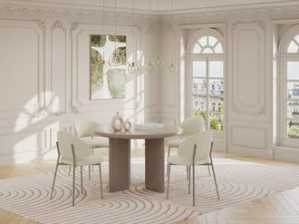 Vente-Unique Sedia in Tessuto testurizzato e Metallo Beige Crema - Lotto di 4 - VOSINIA