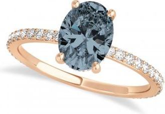 Allurez Oval Gray Spinel & Diamond Hidden Halo Engagement Ring 14k Rose Gold (0.76ct)