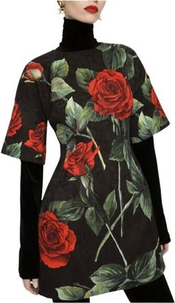 Dolce & Gabbana Red Rose Brocade Mini Dress Size S