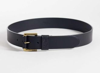 Polo Ralph Lauren Cintura elegante in pelle nera-Blu