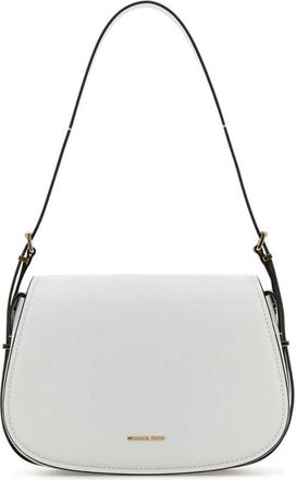 Michael Kors White Leather Moore Shoulder Bag