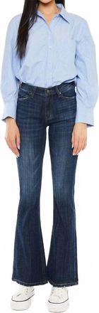 Kancan Mid Rise Flare Jeans In Dark Wash