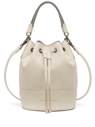 Brunello Cucinelli logo-stamp bucket bag - women - Leather - OS - Neutrals