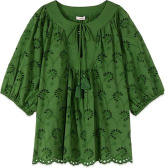 Oltre Blouses - Dames - Blouses - Groen - S/M - Katoen - Overhemden