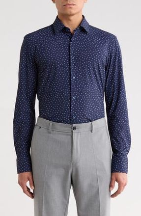 BOSS Hank Kent Stretch Cotton Dress Shirt in Nvy at Nordstrom Rack, Size 16R