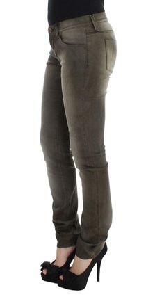Ermanno Scervino Womens Gray Wash Cotton Blend Slim Fit Jeans Clothing
