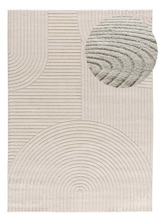 Atticgo Alfombra con relieve geom&eacute;trica crema 120x170 cm