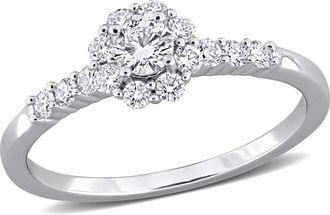Mimi & Max Created Forever 1/2ct TDW Lab-Grown Diamond Halo Engagement Ring Sterling Silver
