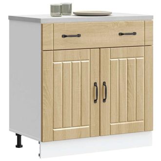 Berkfield Home Kitchen Base Cabinet Lucca Sonoma Oak Engineered Wood in Light Tan