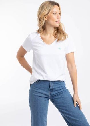 Weird Fish Hailey V-Neck T-Shirt in White at Nordstrom, Size 18