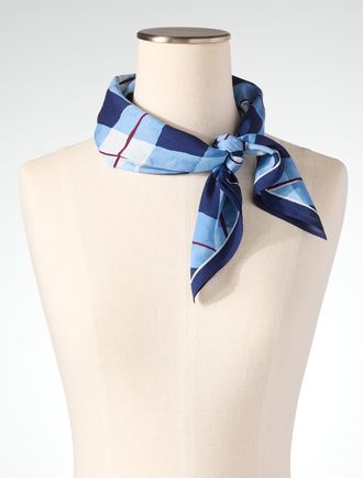 Talbots Brushstroke Plaid Neckerchief - Midnight Sail - 001 Talbots