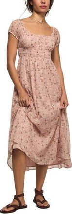 Lucky Brand Smocked Floral Print Midi Dress in Blush Floral at Nordstrom, Size X-Large
