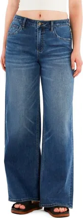HINT OF BLU Mid Rise Relaxed Straight Leg Jeans in Urban Blue at Nordstrom, Size 30