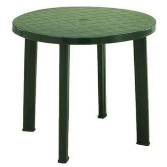 Trade Shop Trade Shop Traesio - Tavolo Da Giardino Rotondo Verde In Plastica &oslash; 90 Cm Resistente Arredo Esterno 019733