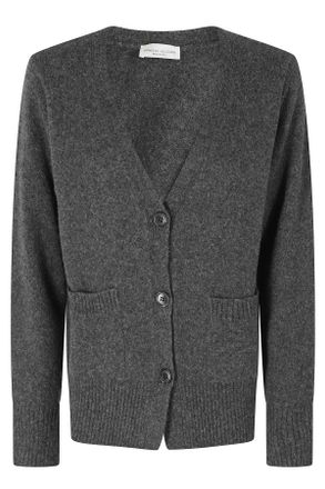 Roberto Collina Antracite Wool-Camel V-Neck Oversized Cardigan