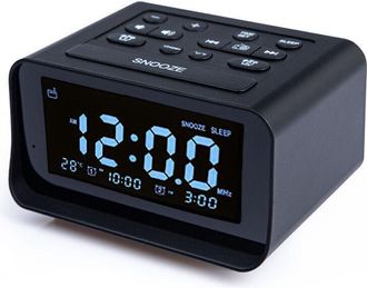 OEM Radio Despertador Digital Con 2 Puertos Usb Para El Dormitorio - Volumen Y Brillo Ajustables, Color Negro