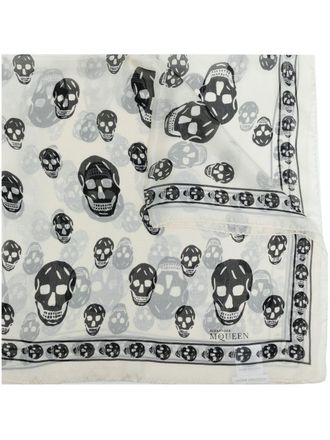 Alexander McQueen skull-print silk scarf - men - Silk - One Size - White