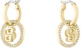 BOSS Gold-tone earrings with Double B monogram charm