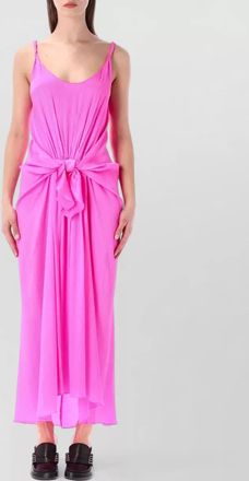 J.W.Anderson front knot pleated maxi v neck dress