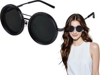 Generic Adjustable Tint Sunglasses,1-9 Gears Tinted Sunglasses Stepless Polarized Glasses-Round Eyewear Accessories Adjustable Filter Lentes Shade Lens for Be