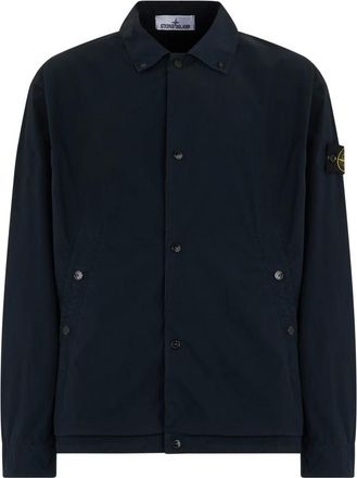 Stone Island Light Jackets, male, Blue, Size: L Shirt Jacket