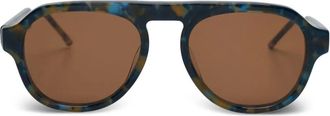 Thom Browne Occhiali da sole con montatura stile pilota - Blu