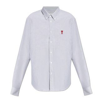 Ami Casual Shirts, male, Gray, L, Striped Shirt