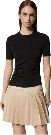 John Richmond Zwarte zwarte top met zijdetails en beige geplooide rok - Dames - T-shirts - Zwart - S - Tops