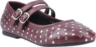 Hush Puppies Nixie Leather WoMens Plum Shoes - Red - Size UK 4