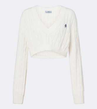 Prada Cable-knit cropped cotton sweater