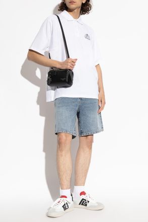 Balmain Polo Shirt With Printed Logo, Mens, White