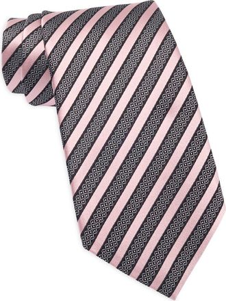 Ermenegildo Zegna Stripe Silk & Cotton Tie in Med Pinkstripe at Nordstrom